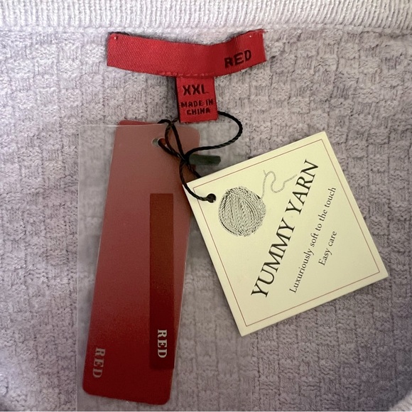 Red Crewneck Sweater Misty Lavender Pullover Plus Size XXL New with Tag - Picture 8 of 11